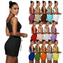 Conyson Hot Solid Color Double Layer Vest Suit Popular Sports Sleeveless Stitching Ladies Vest Sports Suit Two Piece Pants Set