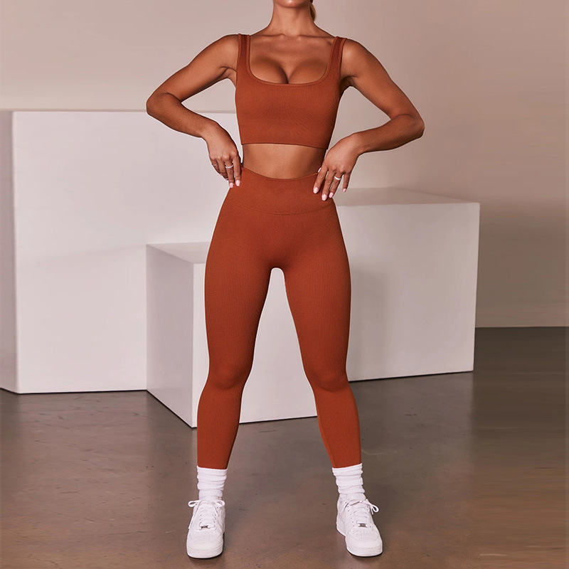Conyson 2 Piece High Quality Custom Logo Ribbed Seamless Women Gym Active Fitness Legging Bra Wear Yoga Set Fit Sports Casual