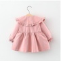 Conyson Infant Girls Solid Cute Coat Button Long Sleeves Baby Clothing Flower Dress Litter Princess Boutique Jacket