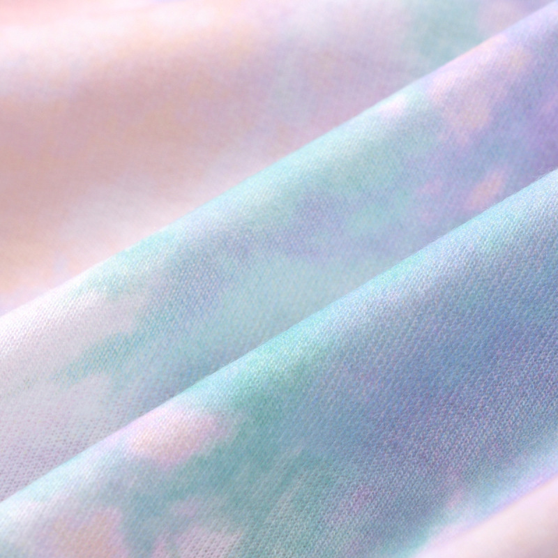 Factory Supply Wholesale Tie-Dye Elastic Knitted Kids Track Suits Little Baby Girls' Clothing Sets