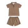 Conyson Hot Sale Custom Logo Short Sleeve Solid Cotton boutique Polo Shirt 2pcs Suits Kids Boys Short Clothing Tracksuits