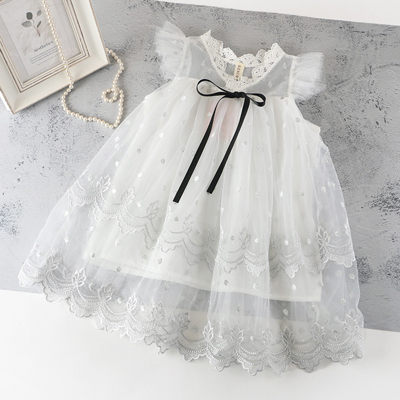 Conyson Korean Ruffle Short Sleeves Kids Summer Sweet Skirt Colorful Princess Lace Tulle Baby Girls Dress 3-12 Years