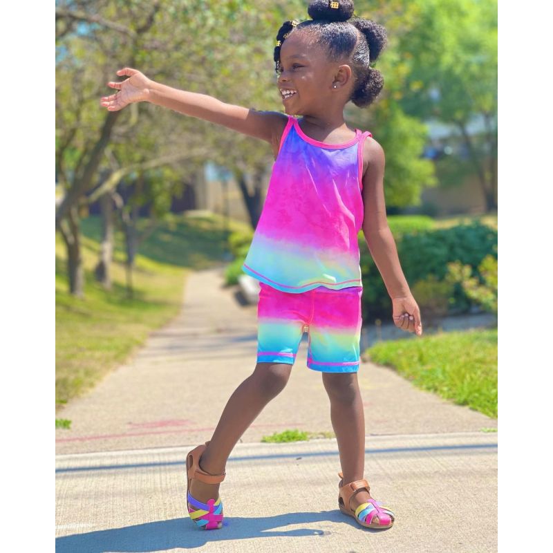 Conyson Fashion Summer Short Kids Girl Clothing Set Colours Sleeveless Vest Shorts 2 Pieces Casual Outdoor Outfits