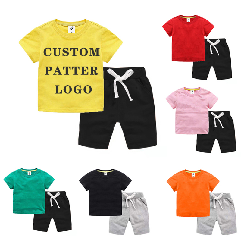 Custom Made Logo Kids Clothing Sets Fashion 2pcs Kids Clothes Set Kids Short Set