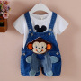 Conyson Summer Fashion Infants Girls Clothing Boy Print Pants Casual Cartoon Cloth Jeans Baby Denim Short Overalls trousers