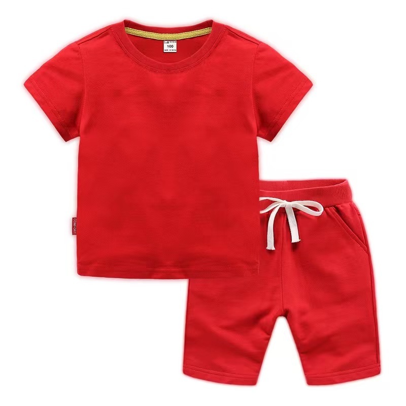 Conyson summer Custom logo Made Outdoor toddler boys cotton print sets Baby Clothes Kids clothing Tracksuits t shirt shorts Set