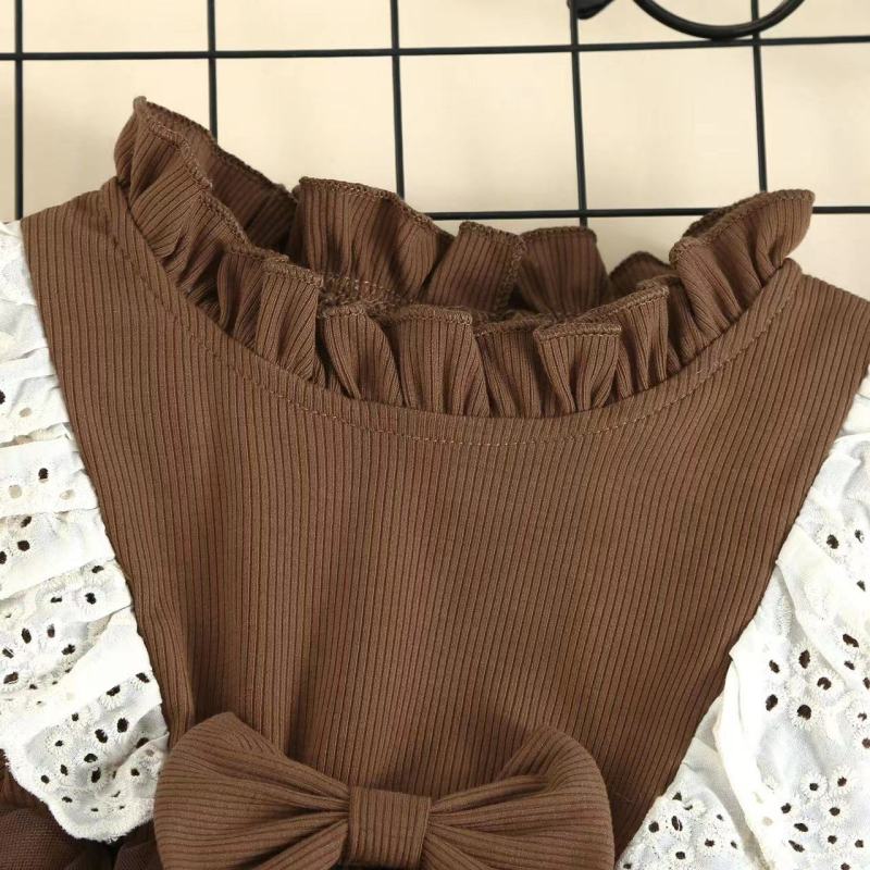 Conyson Wholesale Infant Baby Summer Long Sleeve Easter Gift Bunny Rabbit Print Lace Princess Romper Headband Set