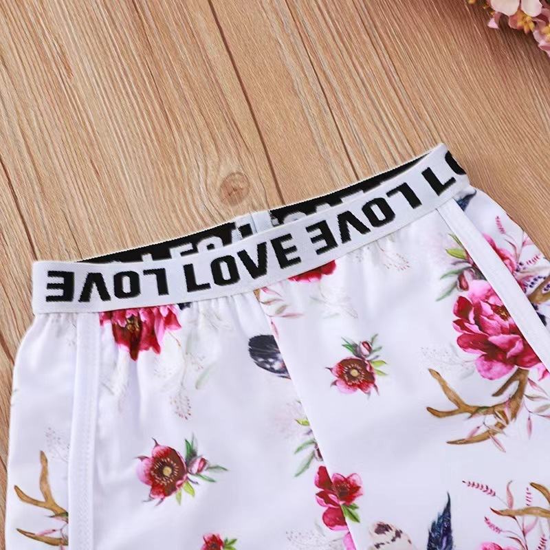 Conyson Summer Fashion Little Girls Tracksuits Flower Printing Sleeveless Vest Shorts 2pcs Sportswear Children Girls Outfits