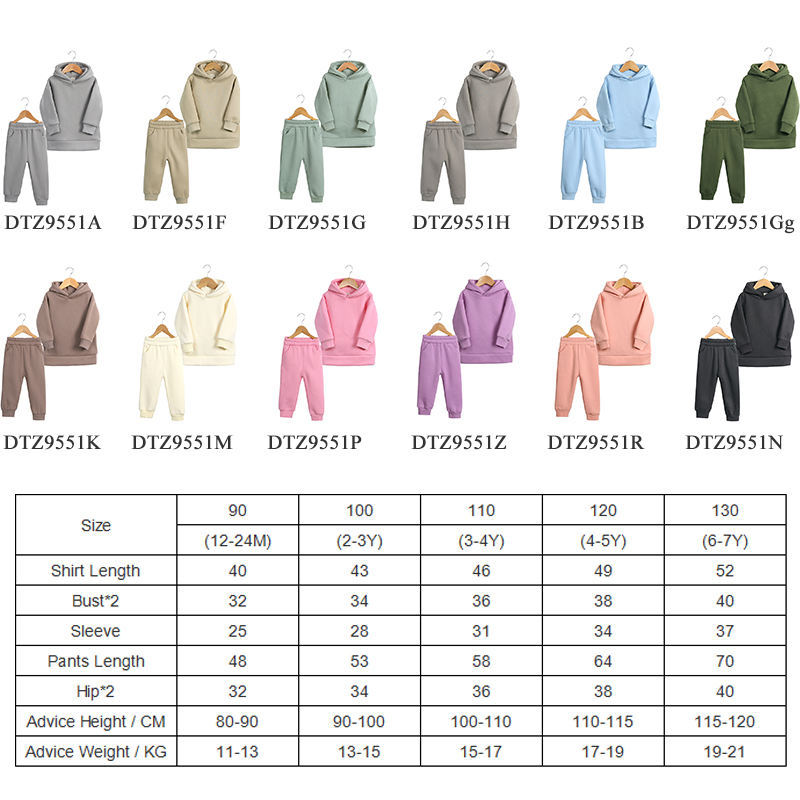 Conyson Custom embroidery cotton plain kids jogger sets pullover two pieces tracksuit children high quality kids sweatsuit sets