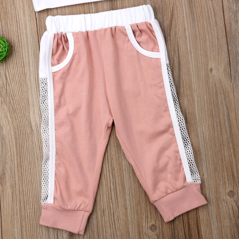 Conyson Summer Pink Sports Vest+Long Pants Casual  Outfits Set O-Neck Sleeveless Solid Little Girls 2 pcs Tracksuit