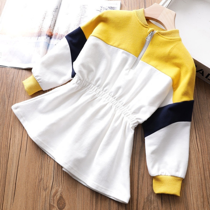 New Girls' Contrast Color Sweater Dress Boutique Clothing Girls Casual Dress Sport Dress