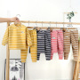 Autumn Winter Newborn Baby Casual Thermal Underwear Stripe Long Sleeves Top Trousers Two Pieces Suits Unisex Pajamas Set
