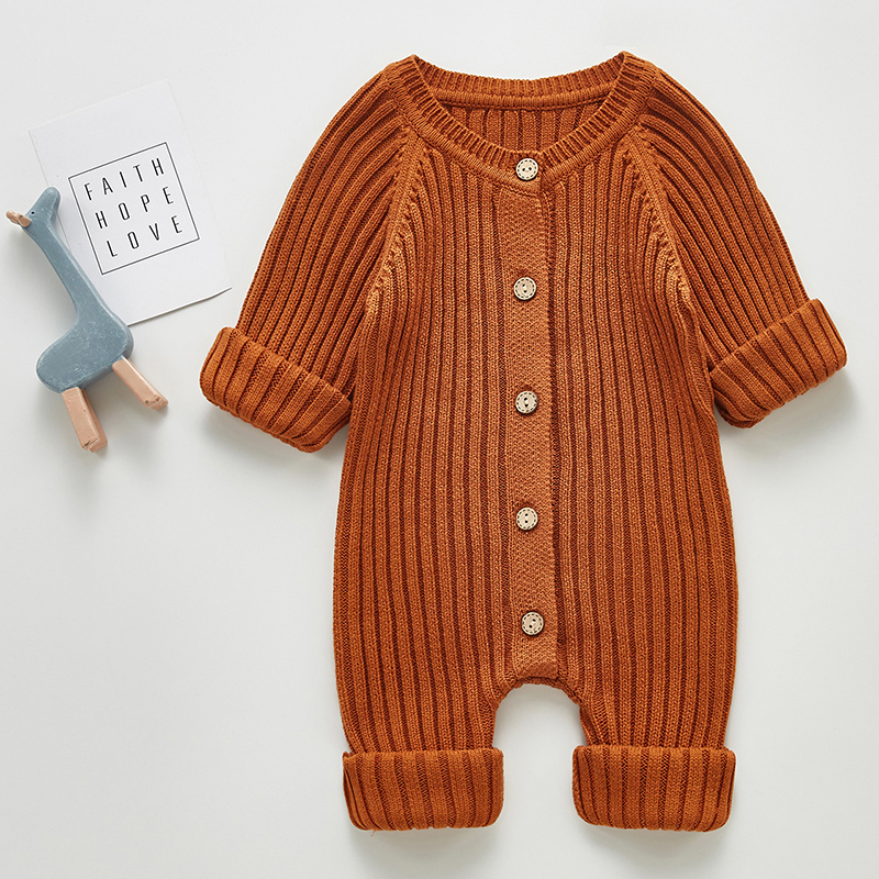 2022 Autumn Baby Romper Knitted Newborn Girls Boys Jumpsuit Outfit Solid Toddler Children Clothing Long Sleeve One Piece