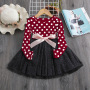 2021 Spring New Fashion Polka Dot Elegant Kids Girl Dresses Long Sleeve Clothing Girls Clothes Princess Dress
