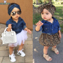 Conyson Baby Girl Summer Clothing Sets Baby Girls Clothes Denim Shirt Top +Tutu Skirts+Headband 3Pcs Baby Girl Clothes Sets