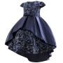 High Quality Kids Clothing Formal Trailing Birthday Puff Sleeve Knee-Length Party Wear Flower Dress Girl