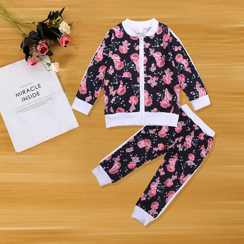 Factory Supply Wholesale cotton baby Tracksuit little Girl Clothes Set Long Sleeve Sweatshirt Children'S Suit kids clothing