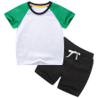 White green + black color matching short T suit