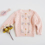 New Style Baby Girl Winter Sweaters Round Neck Lace Multicolor Flower Knitted Cardigan Sweater Designs For Girls