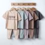 Conyson Customize children clothes short sleeve plain cotton summer kids girls clothing sets