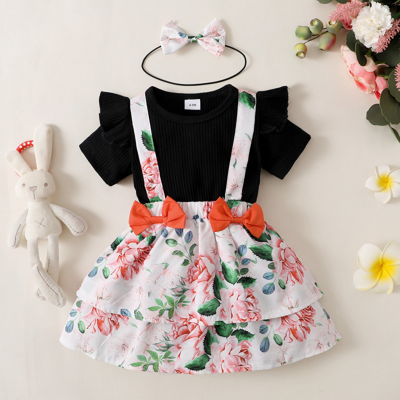 Baby Print Clothing Spring summer Girls cotton clothing casual Short Sleeve girls kids cotton clothes Set