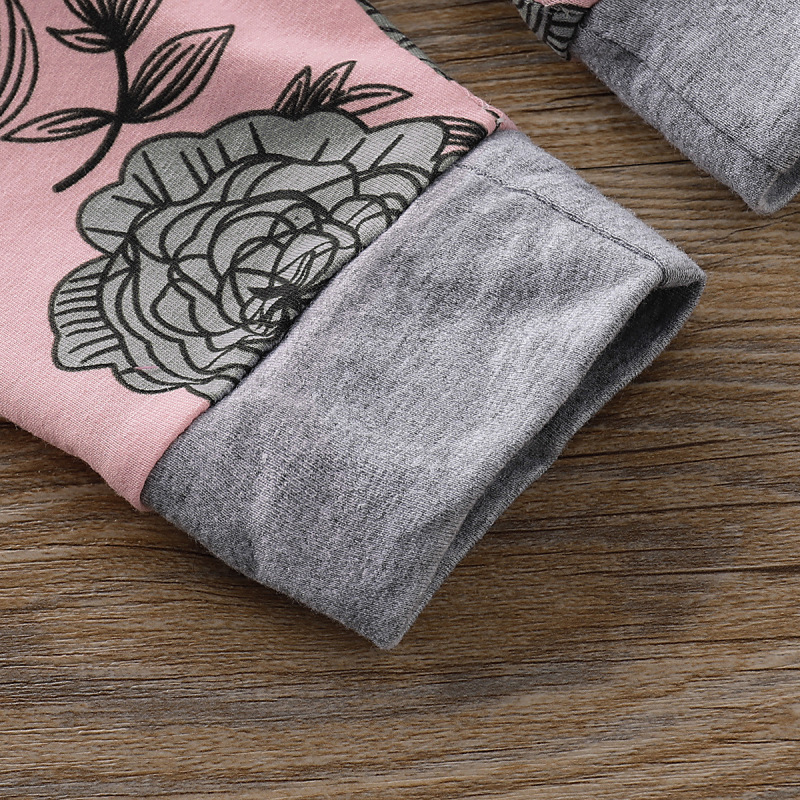 Wholesale High quality 2021 summer popular casual letter long sleeve button o-neck top print flower pants baby girls clothes set