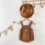 Conyson 2023 High Quality Sleeveless Corduroy Baby Rainbow Writer Suspender Rompers Warm Clothes Newborn jumpsuit