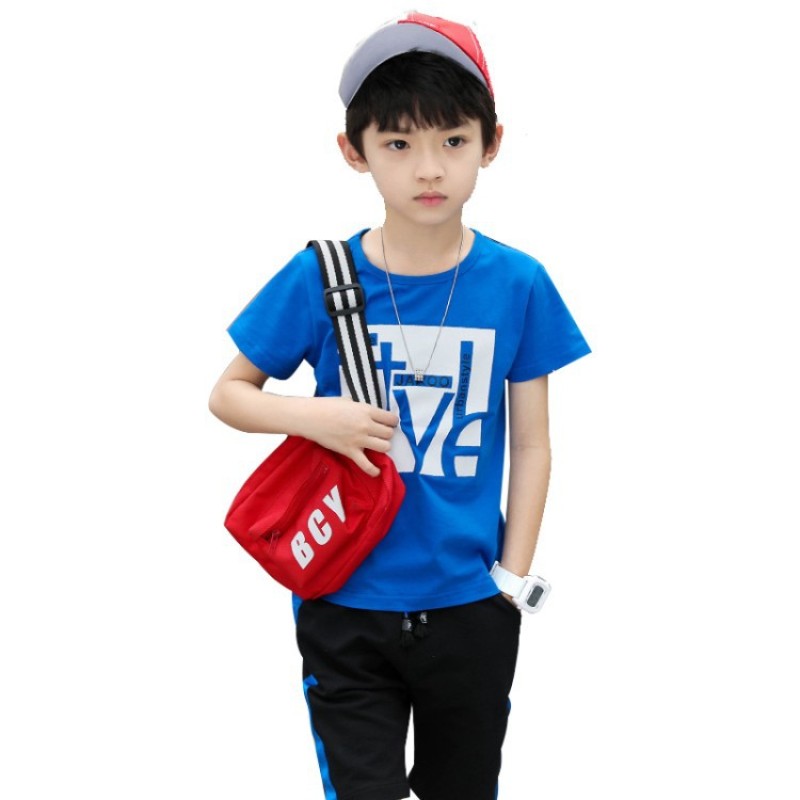 2021 Summer Boy Short Sleeve Pants Children Sports Kids Clothes New Style Fashion Children Clothing Casual Slim Boys Suit