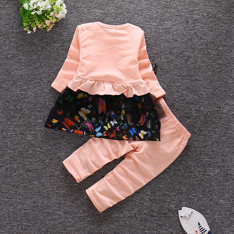 Fashion New Soft Fabric Bow Pattern Printingtoddler Girl 2 Piece Children's Leisure Children Cartoon Long Sleeve Set