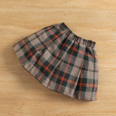 Conyson New Arrival Spring Hot Sale Ruffle Strip Knitted Pullover plaid pleated Skirt With Hat Three Pcs  Baby Girl Clothing set
