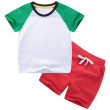 White-green+red color matching short T suit