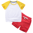 White-yellow+red color matching short T suit