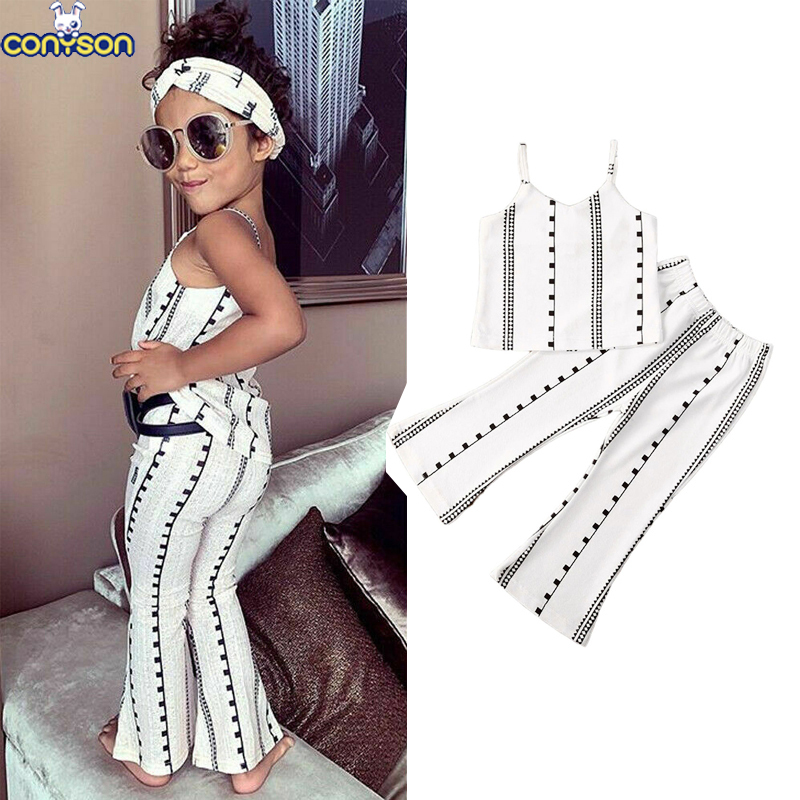 Conyson rts high quality summer korean fashion children Sleeveless Infant baby Children's Girls casual Kids wear Clothing Sets