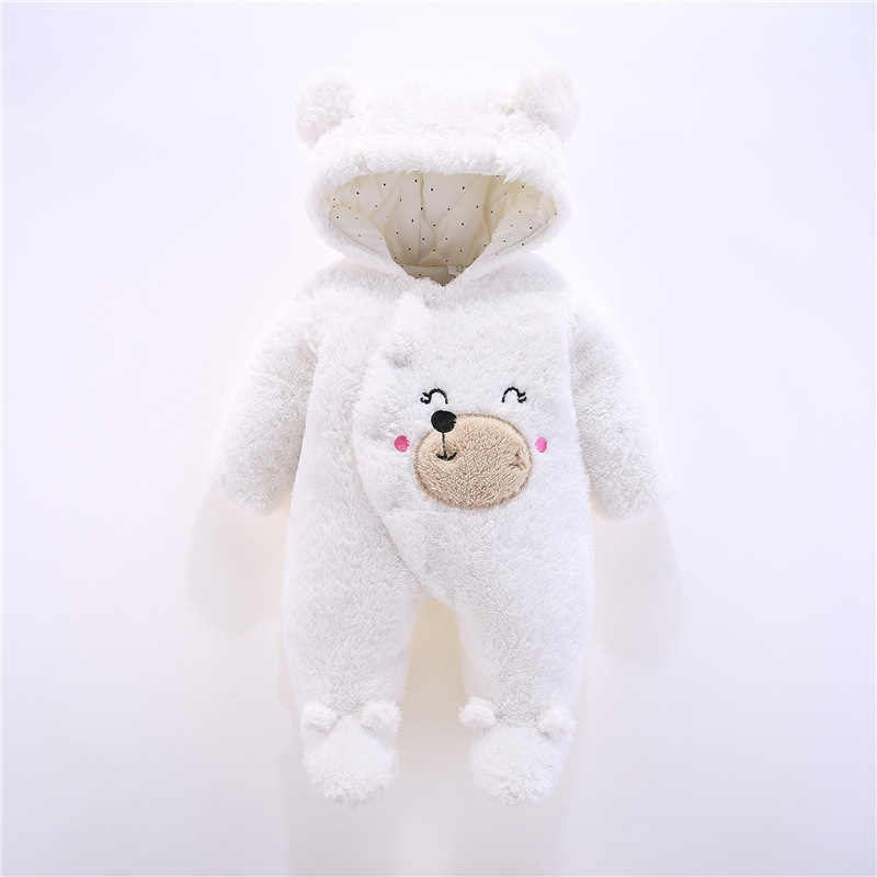Conyson Infant Unisex Long Sleeve Outfits Winter Clothes Set Cute Bear Thick Warm Outwear Jumpsuit Fleece Baby Hoodie Romper