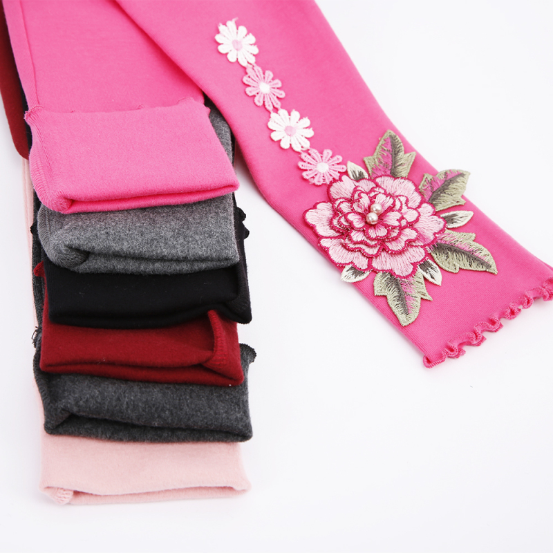 Wholesale Europe Little Girl's Ankle Flower Fashion Skinny Full Legging Cotton Leggings