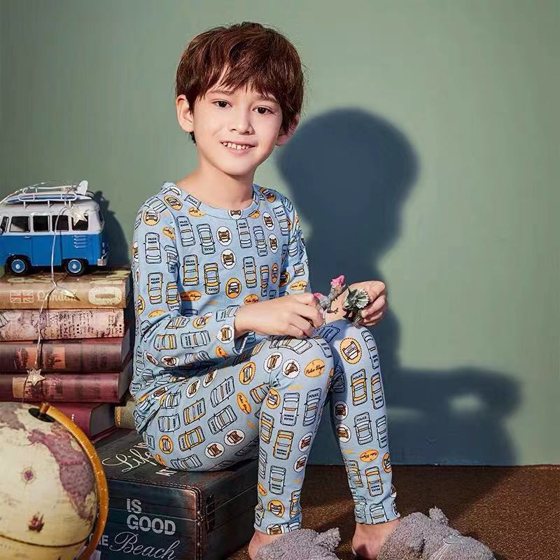 Bulk kids pajamas set child sleepwear ready to ship cartoon print kids thermal pajamas