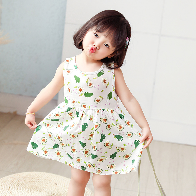Wholesale Cartoon Sleeveless Kids Clothing Summer Cotton Baby Girl Dresses Summer Girls Dresses Boutique