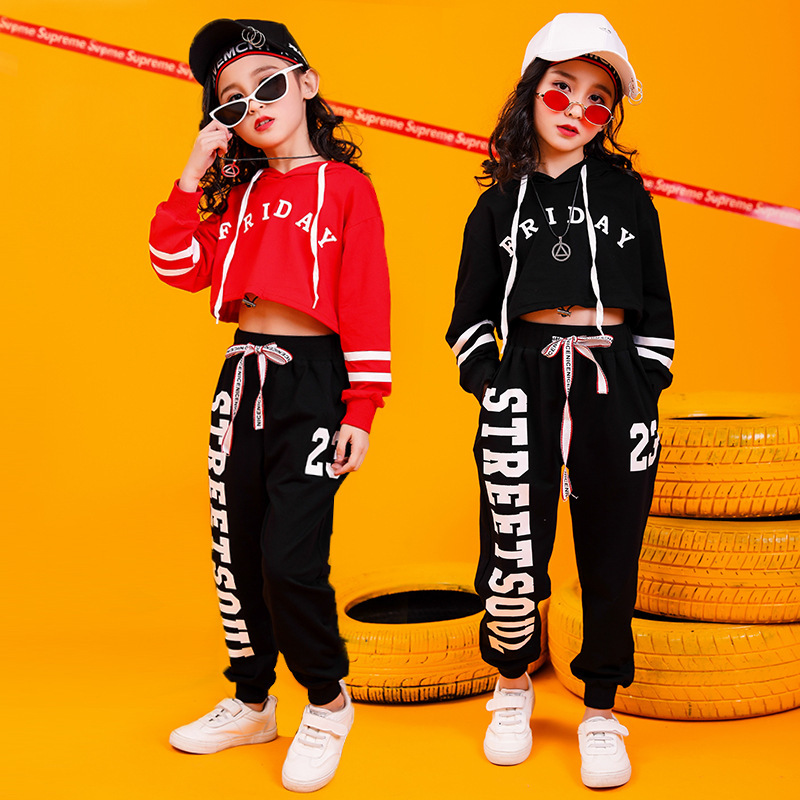 Fashion New Handsome Street Dance Girls Sweatsuits Children's Performance Autumn Clothing Sets