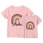 Rainbow Mother Daughter T-shirts Summer Family Matching Outfits Mom Baby Mommy and Me T-shirt Clothes Woman Girls Cotton Top