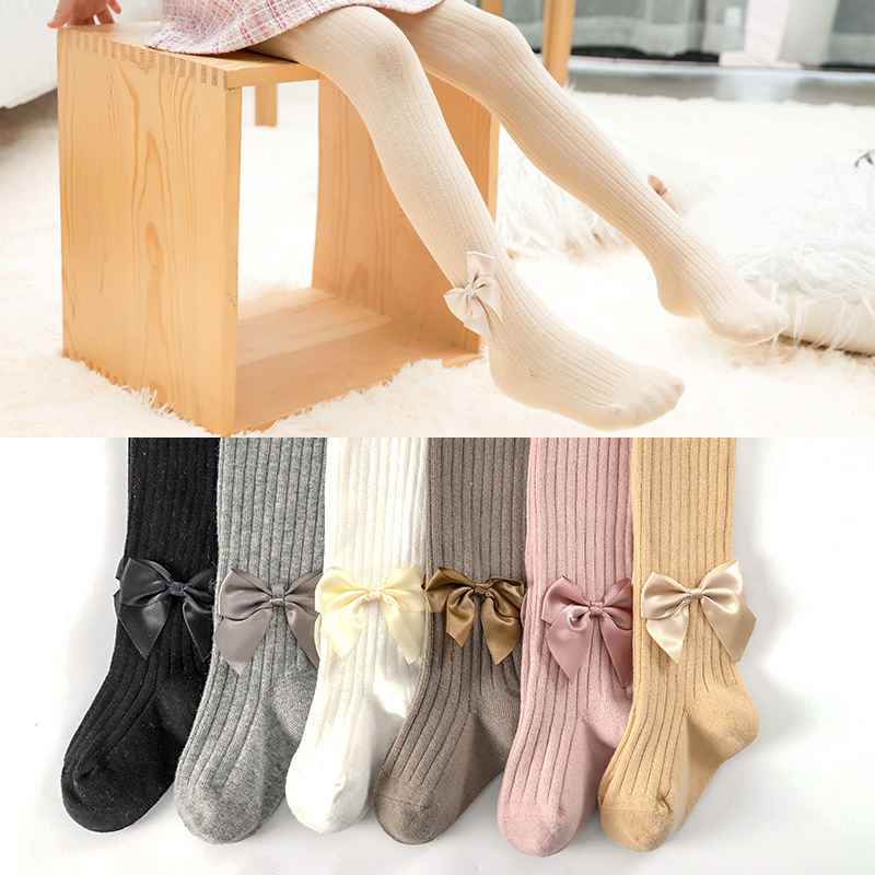 Fashion Newborn Knitted Pantyhose Bow Design Girls Pantyhose Baby Tights