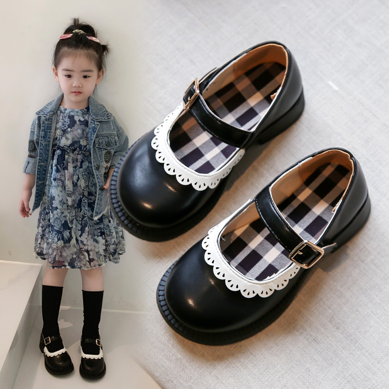 Conyson Children's Lace Leather Shoes Spring 2022 New Round Head Fashion Girls Single Shoe Soft Sole Princess Mary Jane Shoes