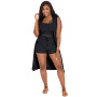 High Quality Wholesale Summer Sexy Plus Size Club Fitness Sleeveless Active wear Seamless 3 Pieces Jumpsuit Cozy Women Set