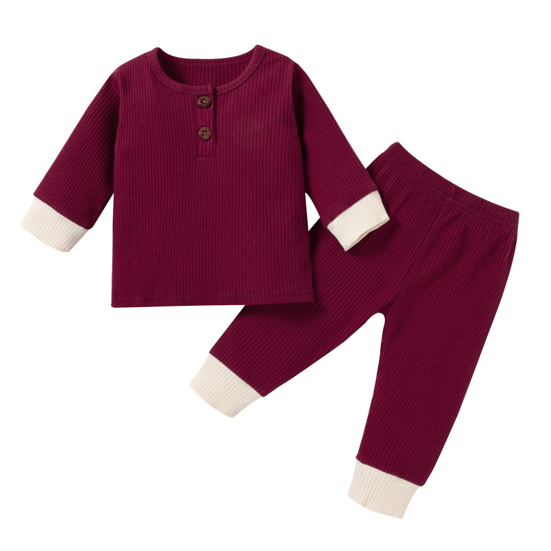 Baby Girl Casual Solid Color Clothes Suit Plain Pullover Sweatshirts Toddler Baby Pullover And Trousers Set