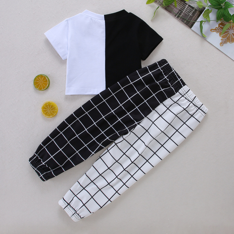 Conyson summer new fashion casual toddler boys girls t-shirt pants Baby children's bicolor suit Kids clothing cotton clothes Set