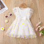 Conyson Summer Princess Kids Girls Dress Clothing 3 Colors Mesh Ruffles Sleeve Sunflowers Lace Tutu Dress Sleeveless Princess