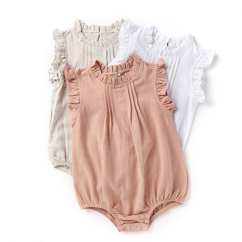 Conyson New Soft Baby Clothing Nonsexual Baby Boys Girls Jumpsuit Cotton Sleep Suit Ruffle convertible Kids Rompers