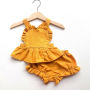 Conyson Summer baby girls ruffle shirt pp shorts 2pcs outfit infant sling tops shorts Outfit Toddler Kids Floral Newborn Set