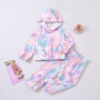 Factory Supply Wholesale Tie-Dye Elastic Knitted Kids Track Suits Little Baby Girls' Clothing Sets