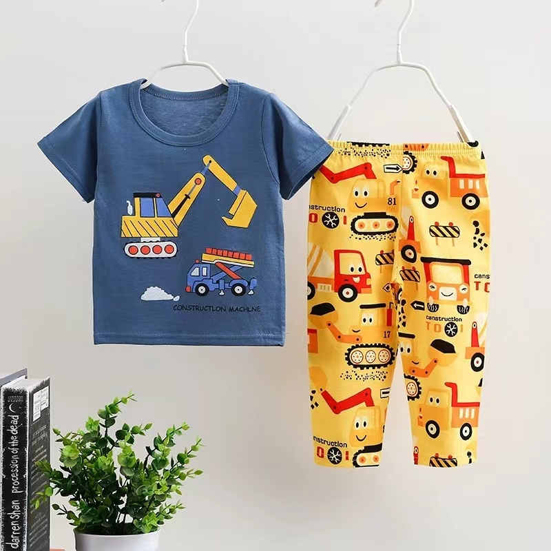Conyson High Quality Korean Style Spring Summer Cotton Kids Pyjama Sets Boys Girls Short Sleeve Two Pieces Clothes