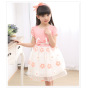 Conyson hot sale summer leisure polyester Girls Dress print casual bowknot pure color Girl sunflower Dress Korean Girl Dresses